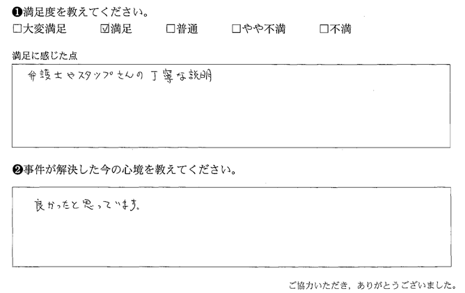 弁護士やスタッフさんの丁寧な説明