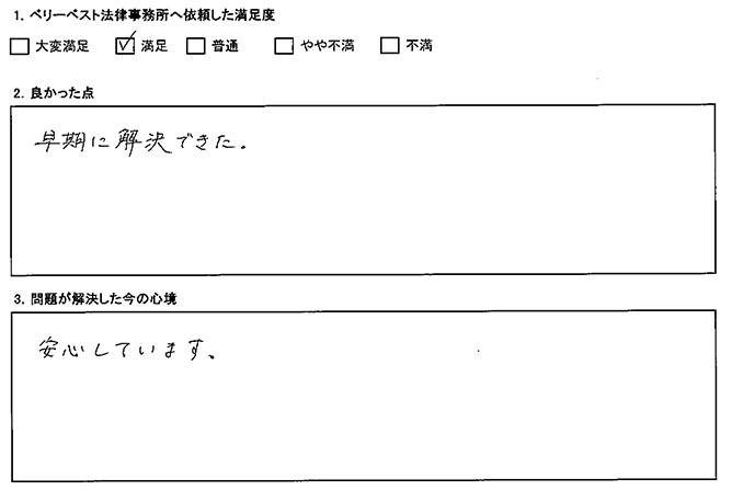 早期解決で安心しています